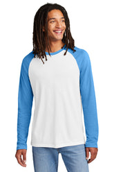 Allmade® Unisex Tri-Blend Long Sleeve Colorblock Raglan - Azure Blue/ Bright White - XS